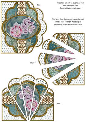 Oriental Peony Duo Anglaise Scallop Deco Stacker