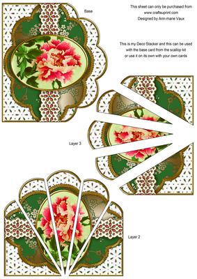 Oriental Green Peony Anglaise Scallop Deco Stacker