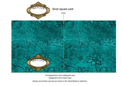 Wedding Car Turquoise1 Plain Anglaise 5in Cut and Fold Card