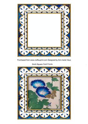 Oriental Morning Glory Blue 5in Anglaise Frame Card Front