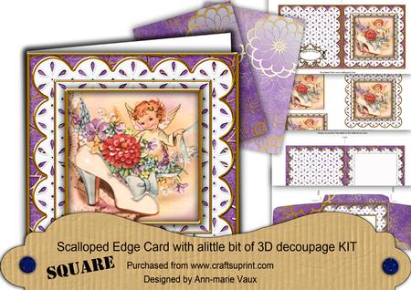 The Shoe Fairy Lilac Anglaise Scallop Square 3D Card Kit