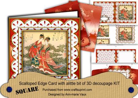 Oriental Ladies Anglaise Scallop Square 3D Card Kit