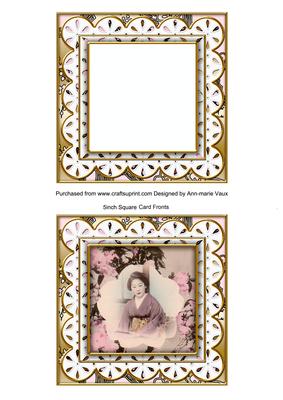 Oriental Blossom Girl 5in Anglaise 2 Shaker Frame Card Front