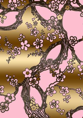 Oriental Blossom Lady 1 A4 Backing Paper