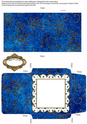Oriental Glory Plain Blue 1 Anglaise Midi Card Envelope