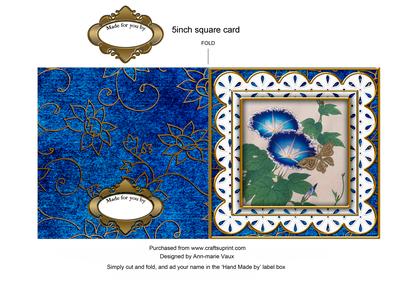 Oriental Glory Blue 1 Anglaise 5in Cut and Fold Card