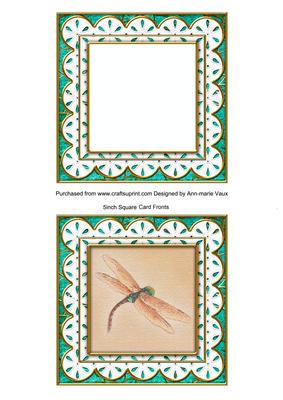 Oriental Dragonfly Turq 5in Anglaise Shaker Frame Card Front