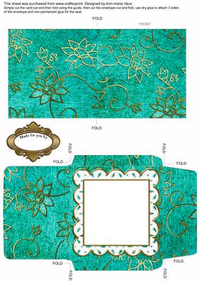 Oriental Dragonfly Turq Plain Anglaise Midi Card Envelope