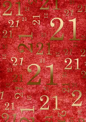 Red and Gold 21st Birthday A4 Backing Paper