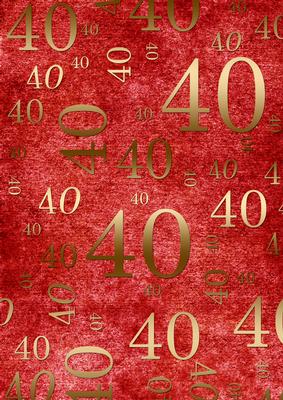 Red and Gold 40th Birthday A4 Backing Paper