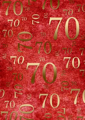 Red and Gold 70th Birthday A4 Backing Paper