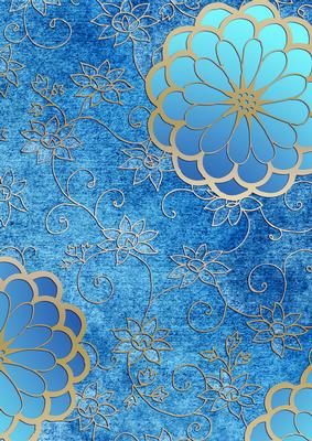 Oriental Morning Glory Blue A4 Backing Paper