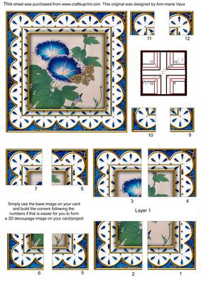 Oriental Morning Glory Blue 5in Quad Corner Stacker