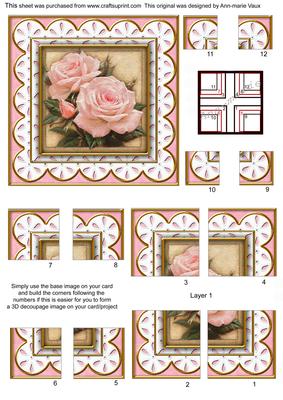 Pink Roses Anglaise 5in Quad Corner Stacker