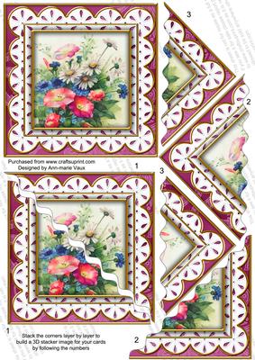 Pink Wildflowers Anglaise 5in Scallop Corner Stacker