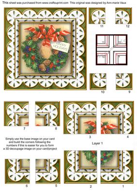 Christmas Wreath Anglaise 5in All 4 Corner Stacker