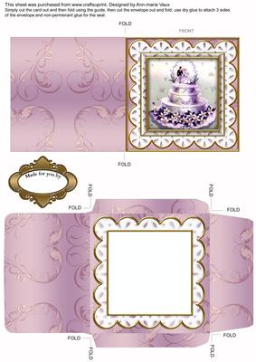 Lilac Wedding Cake Anglaise Midi Card and Envelope