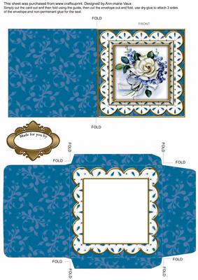 Wedding Rose Blue Anglaise Midi Card and Envelope