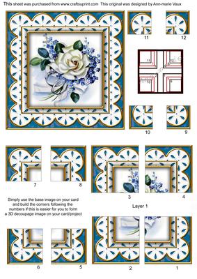 Wedding Rose Blue Anglaise 5in All 4 Corner Stacker