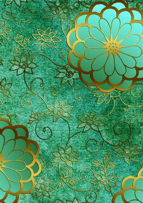 Green Oriental Birds 1 Deep A4 Backing Paper