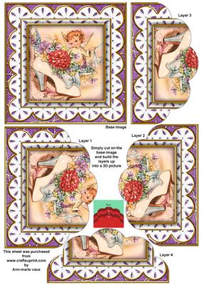 Lilac Shoe Fairy Anglaise 5in Quad Corner Stacker Card Front
