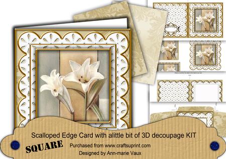 Lily Duo Em Anglaise Scallop Square 3D Card Kit