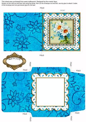 Blue Daisies Picture Anglaise Midi Card and Envelope
