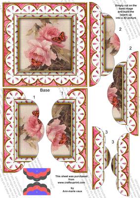 Pink Rose Butterfly Anglaise 5in Top Bottom Scallop Stacker