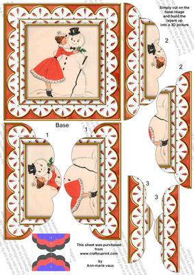 Mummy Kissing Snowman 5in Top Bottom Scallop Stacker