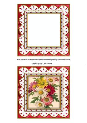 Crazee Daisies Pink 1 Anglaise 5in Card Base and Frame