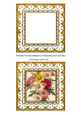 Crazee Daisies Gold Anglaise 5in Card Base and Frame