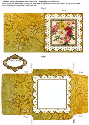 Crazee Daisies Gold 1 Anglaise Midi Card and Envelope