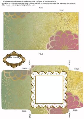 Crazee Daisies Gold Plain 2 Anglaise Midi Card and Envelope