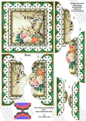 Oriental Birds 1 Anglaise 5in Top Bottom Scallop Stacker