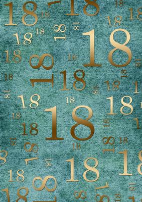 Deep Aqua and Gold 18th Birthday A4 Backing Paper