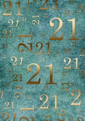 Deep Aqua and Gold 21st Birthday A4 Backing Paper