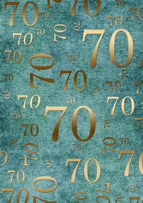 Deep Aqua and Gold 70th Birthday A4 Backing Paper