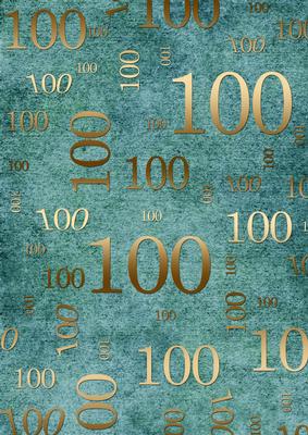 Deep Aqua and Gold 100th Birthday A4 Backing Paper