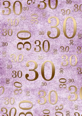 Lilac and Gold 30th Birthday A4 Backing Paper