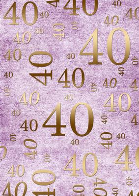 Lilac and Gold 40th Birthday A4 Backing Paper