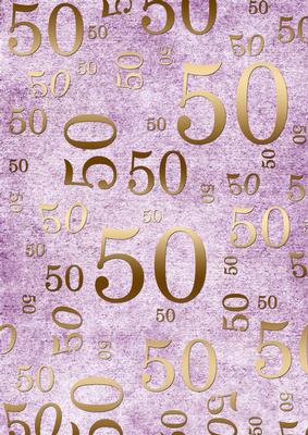 Lilac and Gold 50th Birthday A4 Backing Paper