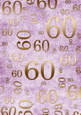 Lilac and Gold 60th Birthday A4 Backing Paper