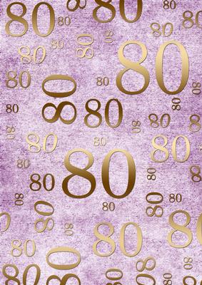 Lilac and Gold 80th Birthday A4 Backing Paper