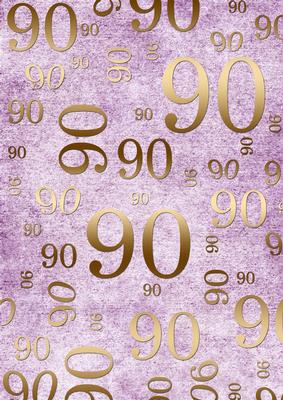 Lilac and Gold 90th Birthday A4 Backing Paper