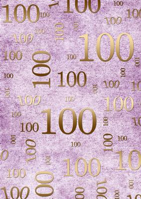 Lilac and Gold 100th Birthday A4 Backing Paper