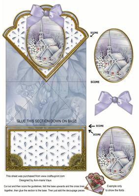 Blue Christmas Church Anglaise Scallop Spring Decoupage Card