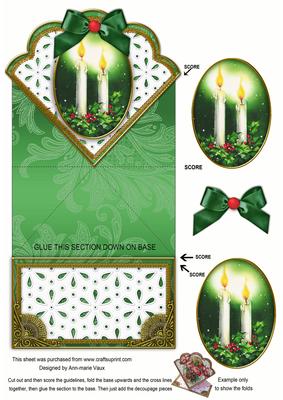 Christmas Candle Duo Anglaise Scallop Spring Decoupage Card