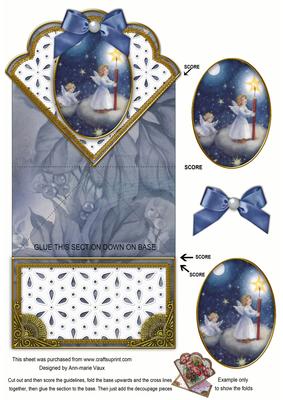 Christmas Candle Angel Lace Scallop Spring Decoupage Card