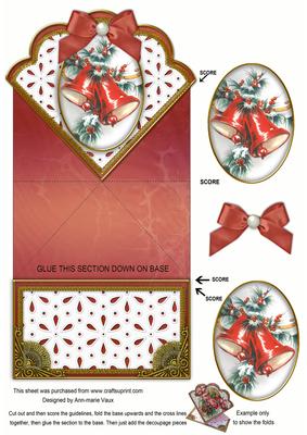 Christmas Bells Lace Scallop Spring Decoupage Card