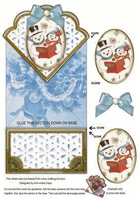 Singing Snowmen Anglaise Scallop Spring Decoupage Card